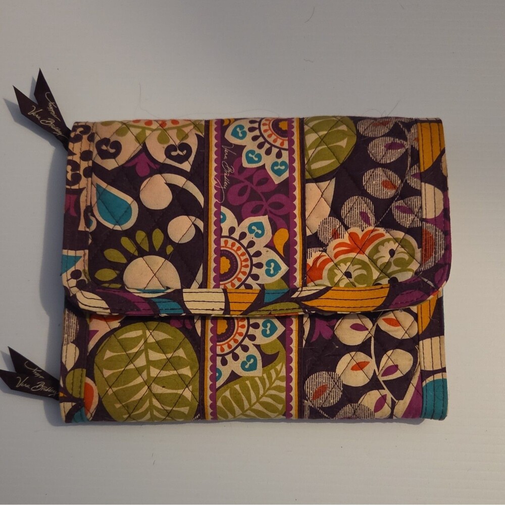 Vera Bradley Folding Travel Organizer Plum Crazy Purple Floral Cosmetic Bag Case